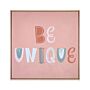 Canvas Art Print Pink 63 X 63 Cm Text Pattern Square Shape Mdf Frame