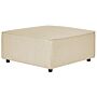 Ottoman Beige Linen Upholstered Square Footstool