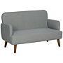 Homcom Velvet Feel Fabric 2 Seater Sofa, Small Sofa Loveseat With 21cm Thick Padding And Wood Legs, Grey