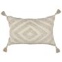 Decorative Cushion Beige Cotton 40 X 60 Cm With Tassels Boho Geometric Pattern Handmade