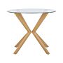 Round Dining Table Tempered Glass Top Light Wood Ø 90 Cm