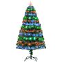 Homcom 5ft 150cm Green Fibre Optic Artificial Christmas Tree-multi