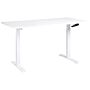 Manually Adjustable Desk White Tabletop White Steel Frame 160 X 72 Cm Sit And Stand Square Feet Modern Design Office