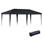 Outsunny 3 X 6 M Pop Up Gazebo, Foldable Canopy Tent, Height Adjustable Wedding Awning Canopy W/ Carrying Bag, Black