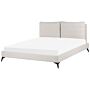 Eu Double Size Panel Bed 6ft Beige Fabric Slatted Base