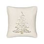 Scatter Cushion Beige 45 X 45 Cm Christmas Tree Pattern Cotton Removable Covers