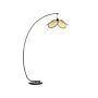 Floor Lamp Black Metal Arc Standing Light Fixture With Rattan Effect Paper Shade