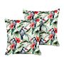 Set Of 2 Outdoor Cushions Multicolour Polyester 45 X 45 Cm Square Toucan Print Motif Pattern Scatter Pillow Garden Patio