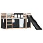 Vidaxl Bunk Bed With Slide And Curtains White And Black 80x200 Cm