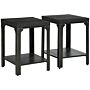 Homcom Industrial Side Table Set Of 2 With Storage Shelf, Bedside Tables With Steel Frame And Thickened Top, Dark Walnut