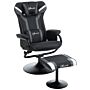 Vinsetto 2 Pieces Video Game Chair And Footrest Set Racing Style Recliner W/headrest, Lumbar Support Reeling Backrest Pedestal Base Black Deep Grey