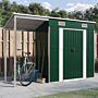 Vidaxl Garden Shed With Extended Roof Green 277x110.5x181 Cm Steel