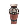 Decorative Vase Brown And Black Terracotta 40 Cm Handmade Rustic Pattern