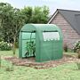 Outsunny Walk In Polytunnel Greenhouse, Green House For Garden With Roll-up Window And Door, 1.8 X 1.8 X 2 M, Green