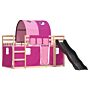 Vidaxl Bunk Bed With Slide And Curtains Pink 90x200 Cm