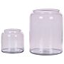 Set Of 2 Vases Pink Glass Coloured Tinted Transparent Decorative Glass