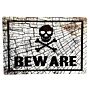 Metal Sign Plaque - Skull Beware