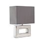 Table Lamp Silver Porcelain Base Grey Faux Silk Rectangular Shade 42h Cm Bedside Table Lamp