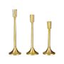 Set Of 3 Candlesticks Gold Metal Glamour Handmade Dining Room