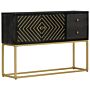 Vidaxl Sideboard Black And Gold 110x30x75 Cm Solid Wood Mango