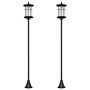 Outsunny Set Of Two 1.8m Traditional Style Solar Lamp Posts - Black