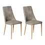 Set Of 2 Dining Chairs Light Grey Faux Leather Upholstery Steel Legs Seat High Back