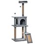 Pawhut Cat Tree Tower 142cm Climbing Kitten Activity Center With Jute Scratching Post Board Perch Roomy Condo Removable Felt Hanging Toy, Grey