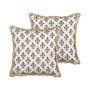 Set Of 2 Scatter Cushions Cotton Flower Pattern 45 X 45 Cm Decorative Tassels Removable Cover