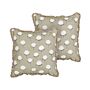 Set Of 2 Scatter Cushions Beige Cotton 45 X 45 Cm Square Handmade Throw Pillows Printed Floral Pattern Removable Cover