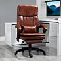 Vinsetto High Back Office Chair, Gaming Recliner Chair With Footrest, 7 Massage Points, Adjustable Height, Reclining Back, Pu Leather, Brown