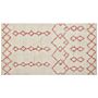 Rug Beige Pink Cotton 80 X 150 Cm Geometric Pattern Hand Tufted Flatweave