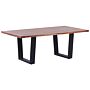 Coffee Table Light Wood And Black Acacia Tabletop Metal Sled Legs Industrial