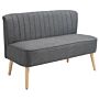 Homcom Modern Double Seat Sofa Loveseat Couch 2 Seater Compact Sofa Padded Linen Wood Leg Dark Grey