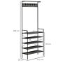 Homcom Kitchen Bakers Rack, Microwave Stand, Coffee Bar With 5 Shelves And 5 Hooks, Shoe Racks