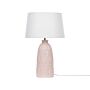 Table Lamp Pink Ceramic Adorned Base White Fabric Shade Boho Rustic Design Home Lightning