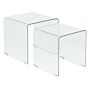 Nest Of 2 Side Tables Transparent Glass Rectangular