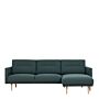 Larvik Chaiselongue Sofa (rh) - Dark Green, Oak Legs