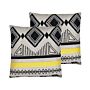 Set Of 2 Scatter Cushions Black With Beige Polyester 45 X 45 Cm Boho Zip