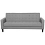 Sofa Bed Light Grey Fabric 3 Seater Click Clack Quilted Upholstery