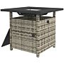 Outsunny Outdoor Pe Rattan Fire Pits, 50,000 Btu Propane Fire Pit Table With Glass Wind Guard, Mixed Grey