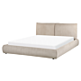 Eu King Size Waterbed Taupe Corduroy Upholstery 5ft3 With Mattress With Thick Padded Headboard Footboard Modern Style Bedroom Beliani