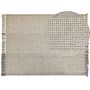 Rug Grey Wool Cotton 160 X 230 Cm Hand Woven Flat Weave With Tassels