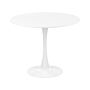 Round Dining Table White 90 Cm Metal Base 4 Seater Kitchen