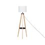 Tripod Floor Lamp White Linen Round Lampshade Light Wood Legs 148 Cm