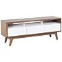 Tv Stand Dark Wood White Storage Shelf Drawers Cable Management