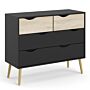 Oslo Chest Of 4 Drawers (2+2) In Black And Oak