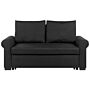 Sofa Bed Black Polyester Fabric 2 Seater Pull-out Convertible Sleeper