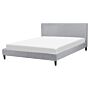 Eu King Size Panel Bed 5ft3 Grey Fabric Slatted Frame