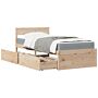 Vidaxl Bed With Drawers And Mattress 90x200 Cm Solid Wood Pine