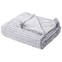 Blanket Light Grey Polyester 150 X 200 Cm Ribbed Structure With Pom-poms Throw Bedding